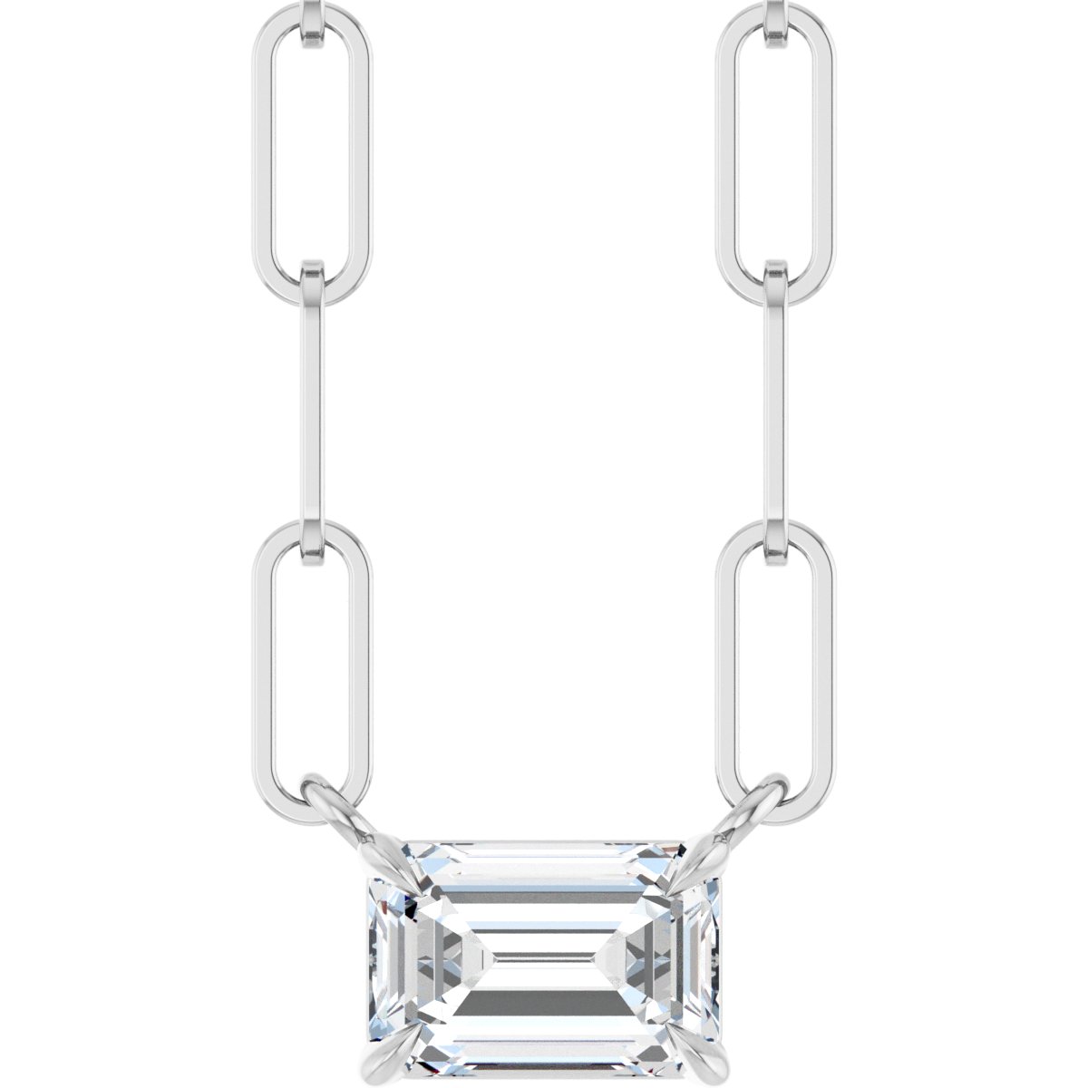 5/8 Ct Emerald Lab-Grown Diamond Solitaire Claw Prong Necklace