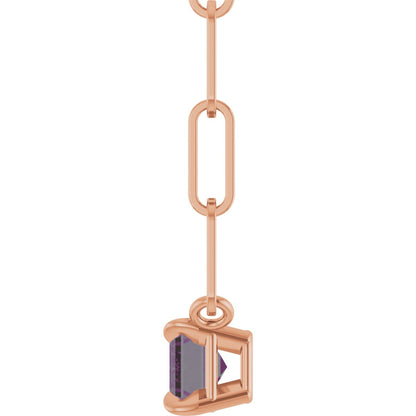 5/8 Ct Emerald Lab-Grown Diamond Solitaire Claw Prong Necklace - Rose Gold - Lab Grown Diamond