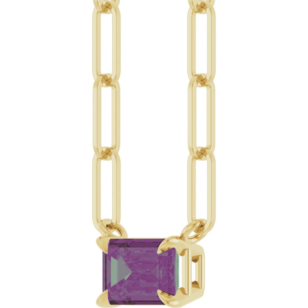 5/8 Ct Emerald Lab-Grown Diamond Solitaire Claw Prong Necklace - Yellow Gold - Lab Grown Diamond