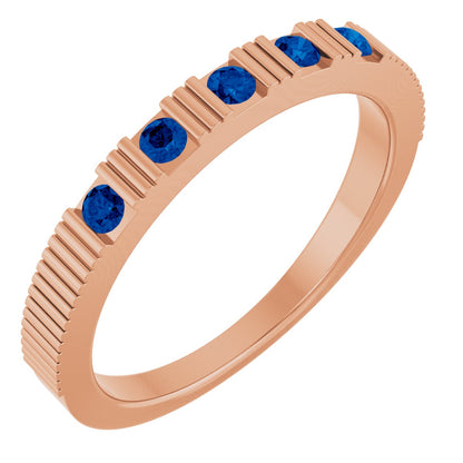 Lab-Grown Blue Sapphire Stackable Ring - Rose Gold