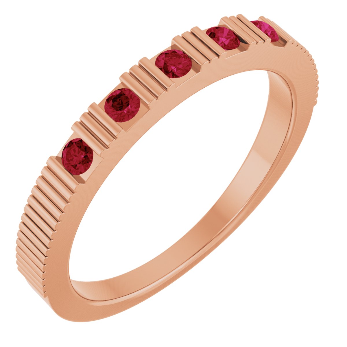 Lab-Grown Ruby Stackable Ring - Rose Gold