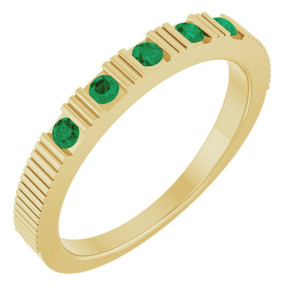 Lab-Grown Emerald Stackable Ring - Yellow Gold