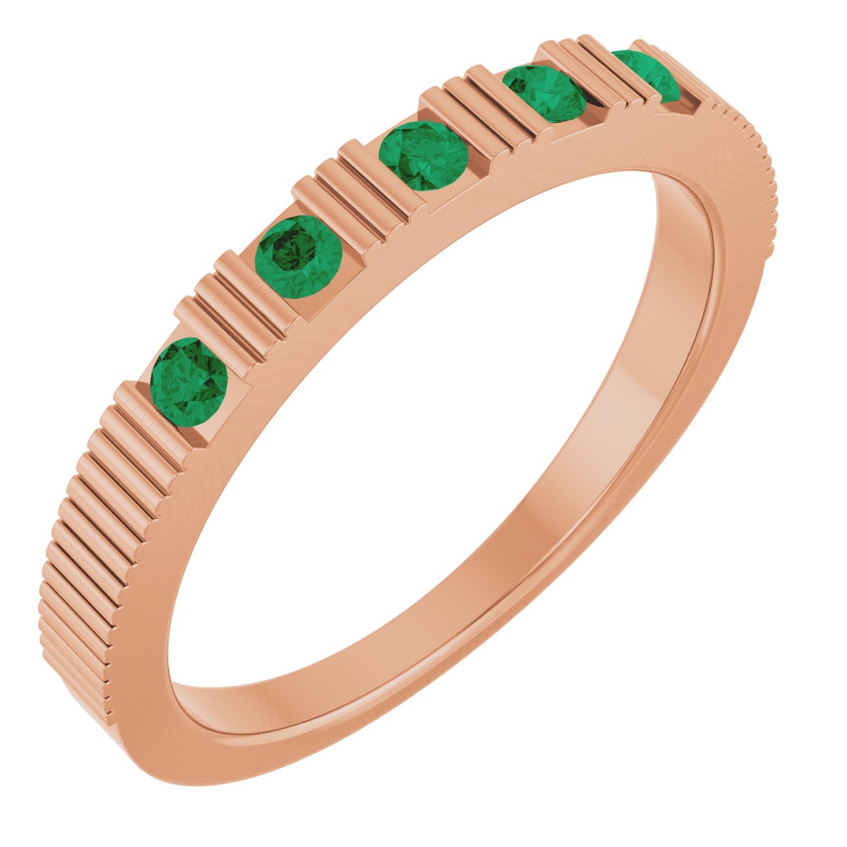 Lab-Grown Emerald Stackable Ring - Rose Gold