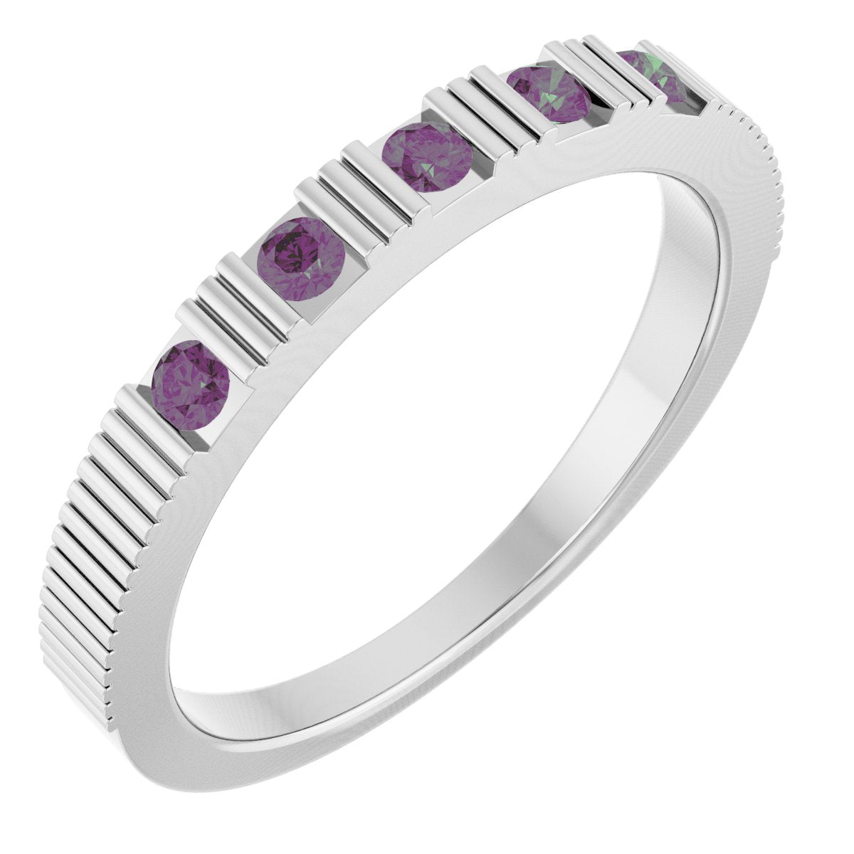 Lab-Grown Alexandrite Stackable Ring - White Gold