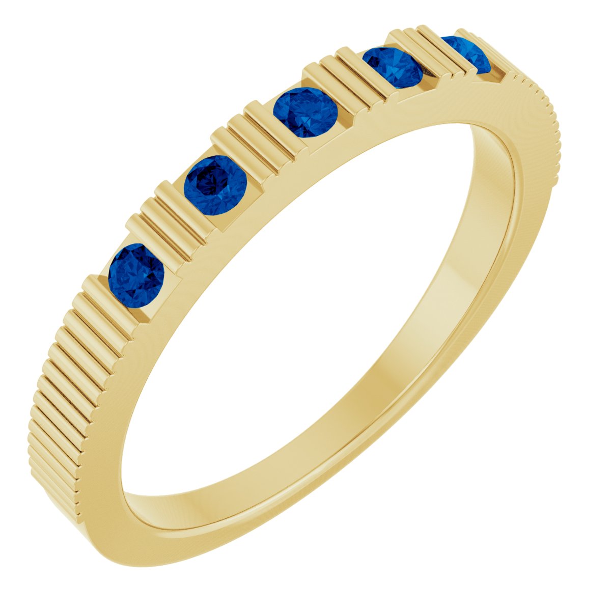 Lab-Grown Blue Sapphire Stackable Ring - Yellow Gold