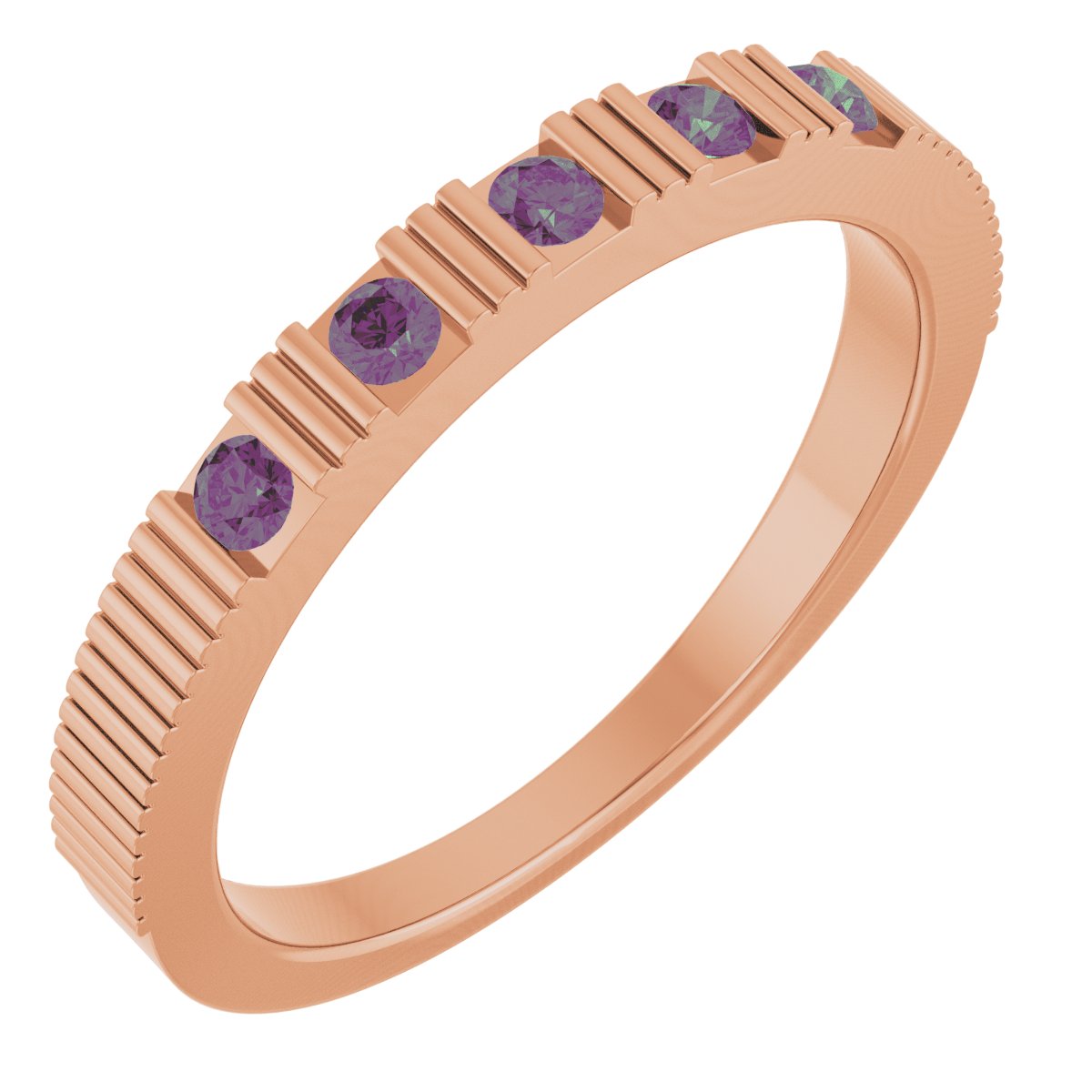 Lab-Grown Alexandrite Stackable Ring - Rose Gold