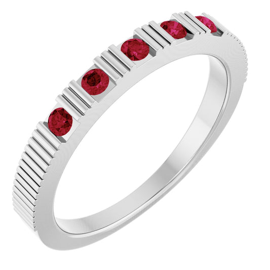 Lab-Grown Ruby Stackable Ring - White Gold