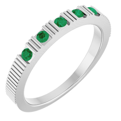 Lab-Grown Emerald Stackable Ring - White Gold
