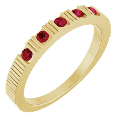 Lab-Grown Ruby Stackable Ring - Yellow Gold