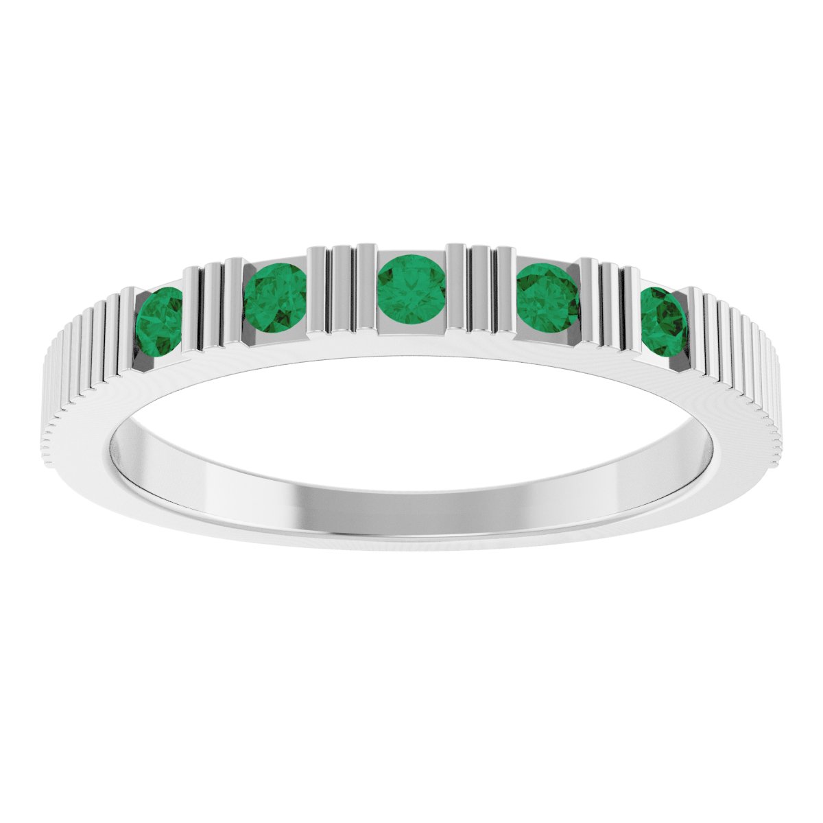 Lab-Grown Emerald Stackable Ring - White Gold