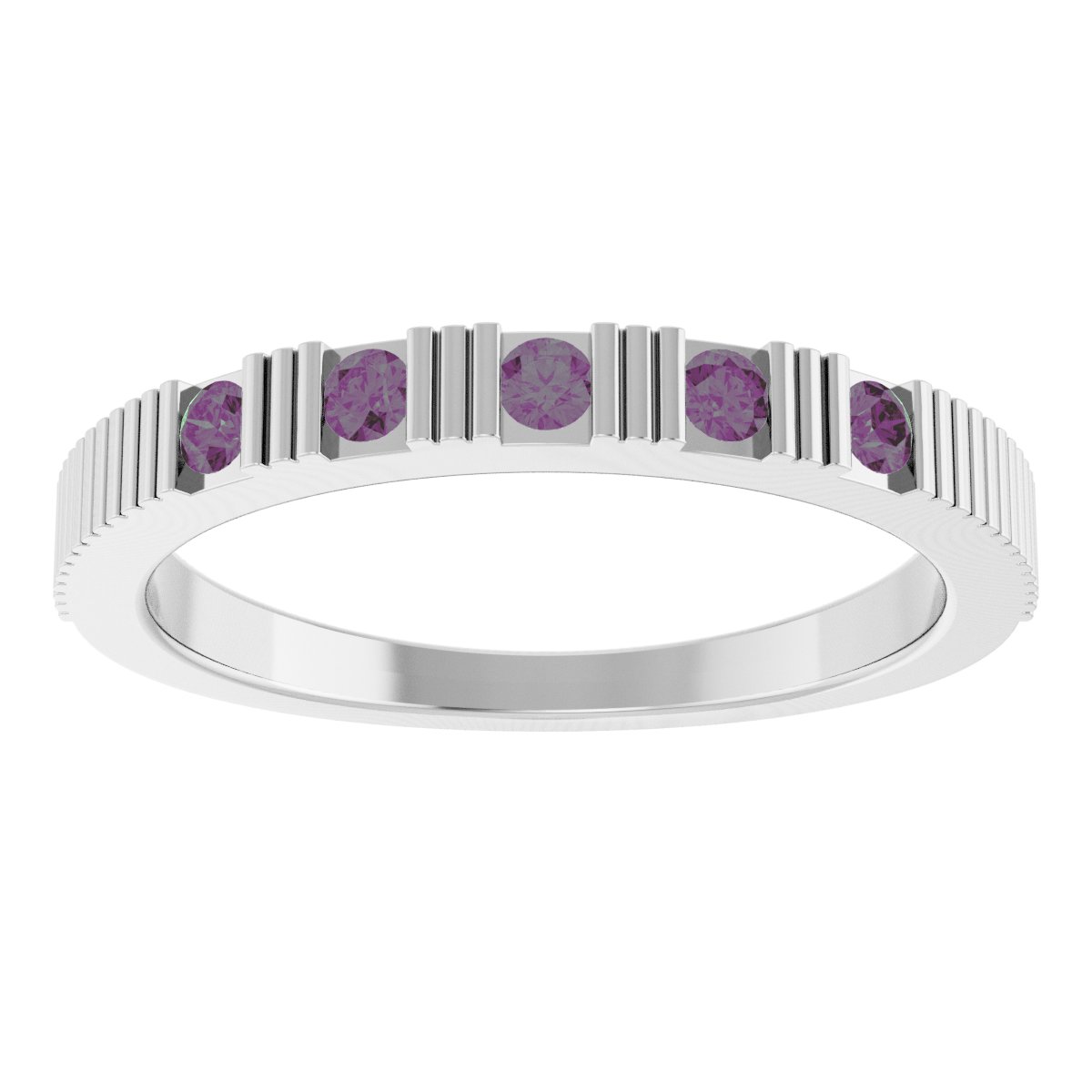 Lab-Grown Alexandrite Stackable Ring - White Gold