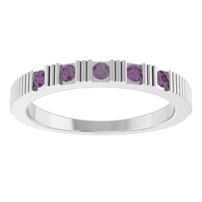 Lab-Grown Alexandrite Stackable Ring - White Gold