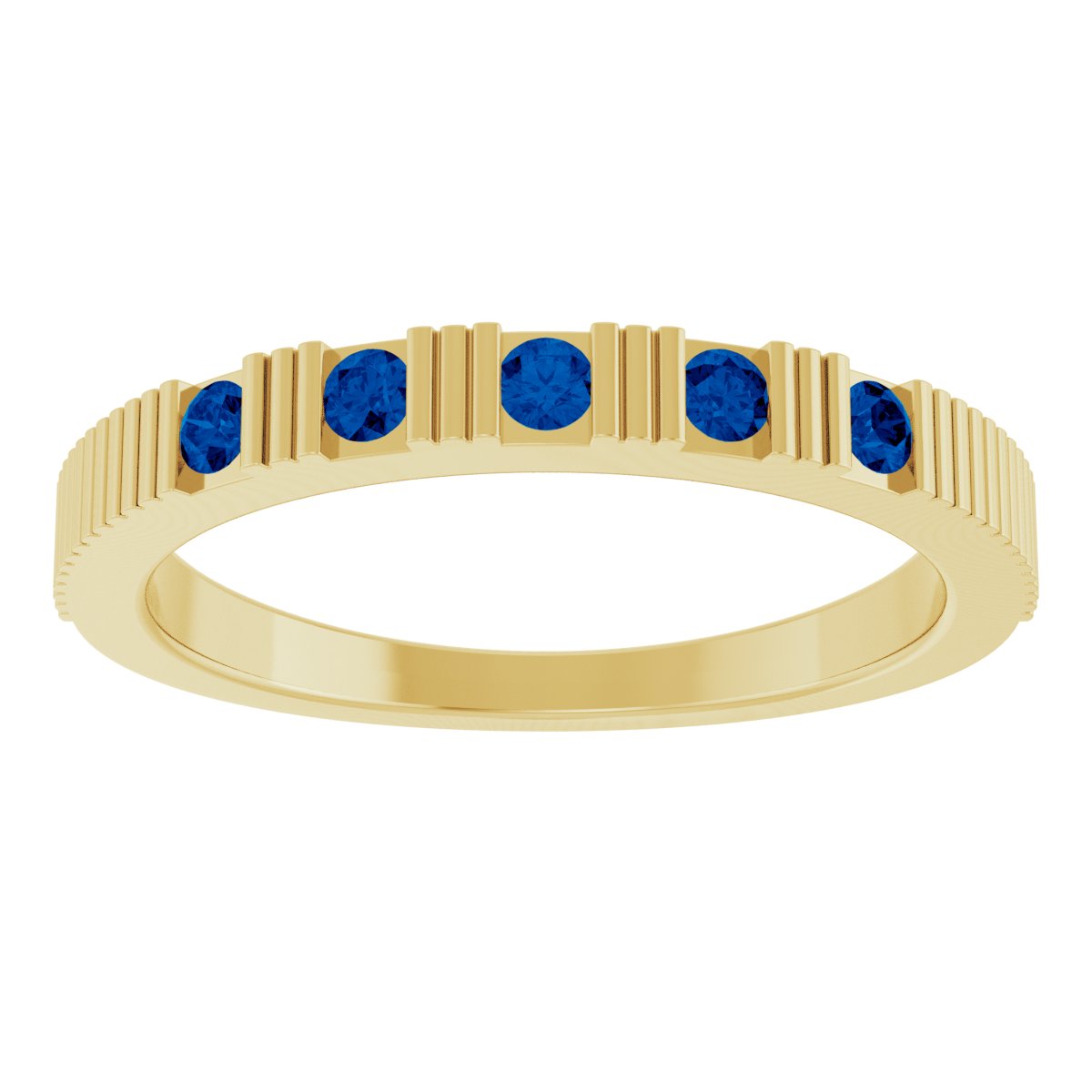 Lab-Grown Blue Sapphire Stackable Ring - Yellow Gold