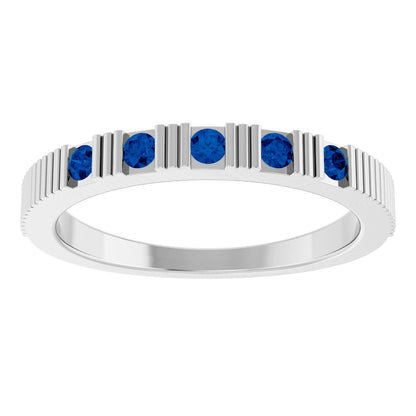 Lab-Grown Blue Sapphire Stackable Ring - White Gold