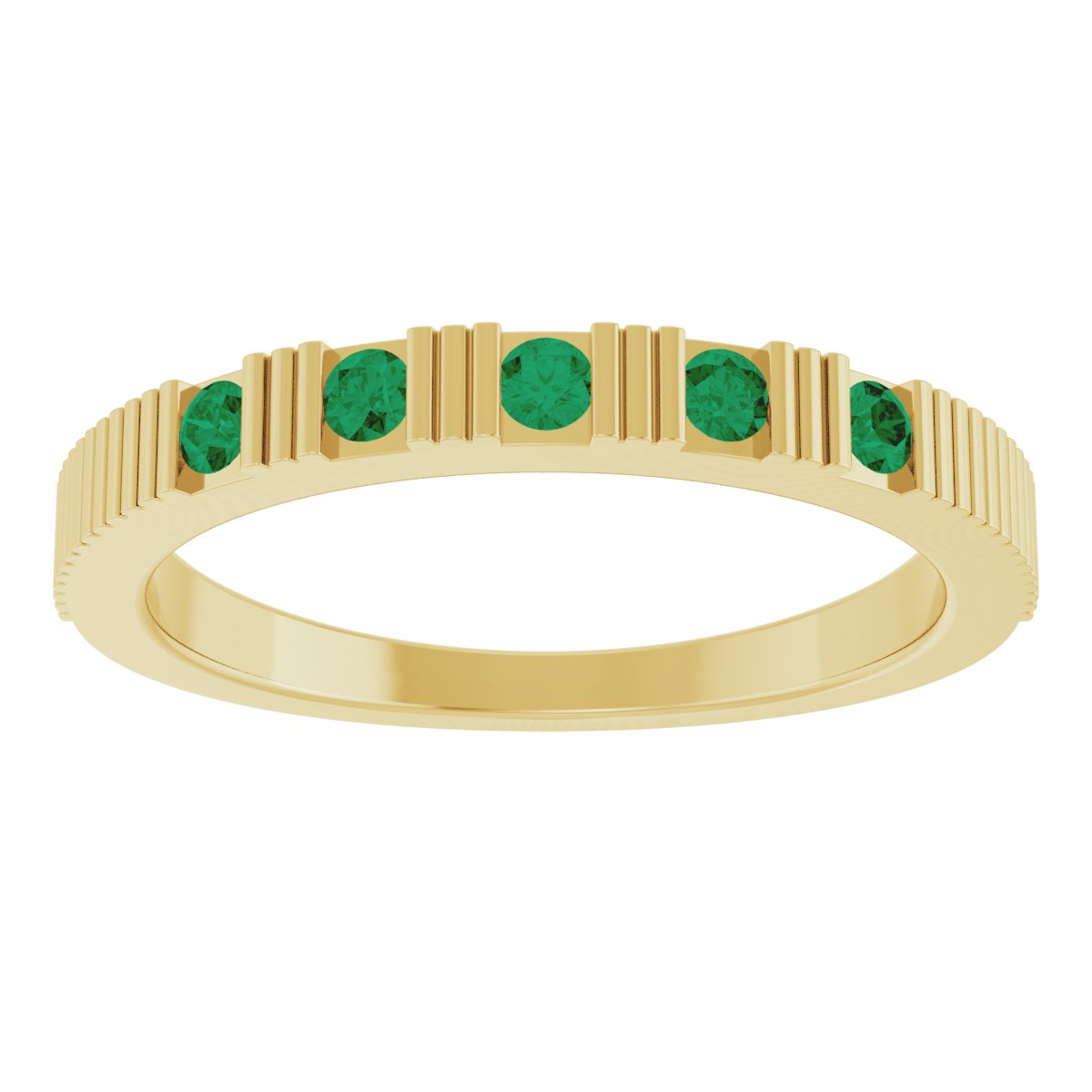 Lab-Grown Emerald Stackable Ring - Yellow Gold