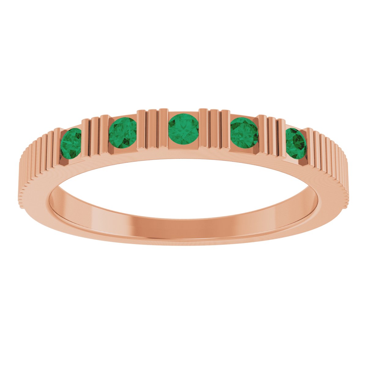 Lab-Grown Emerald Stackable Ring - Rose Gold