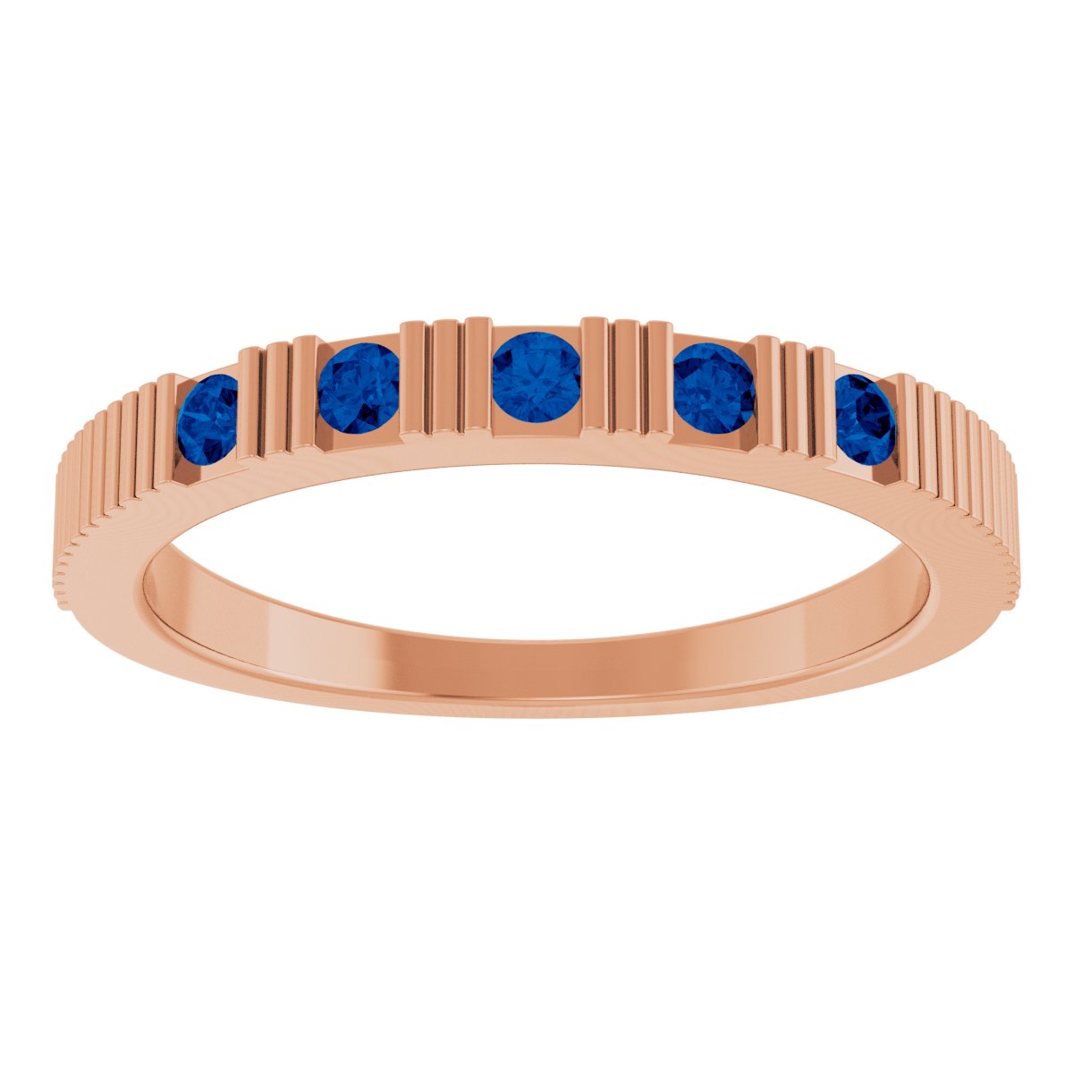 Lab-Grown Blue Sapphire Stackable Ring - Rose Gold