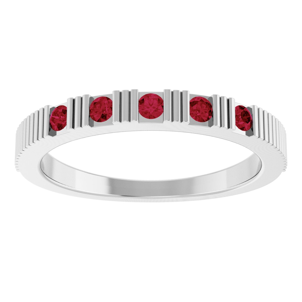 Lab-Grown Ruby Stackable Ring - White Gold