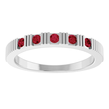 Lab-Grown Ruby Stackable Ring - White Gold