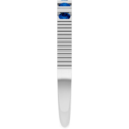 Lab-Grown Blue Sapphire Stackable Ring - White Gold