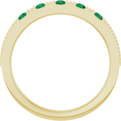 Lab-Grown Emerald Stackable Ring - Yellow Gold