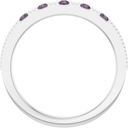 Lab-Grown Alexandrite Stackable Ring - White Gold