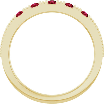 Lab-Grown Ruby Stackable Ring - Yellow Gold