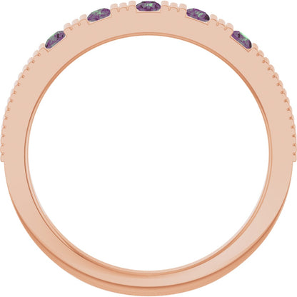 Lab-Grown Alexandrite Stackable Ring - Rose Gold