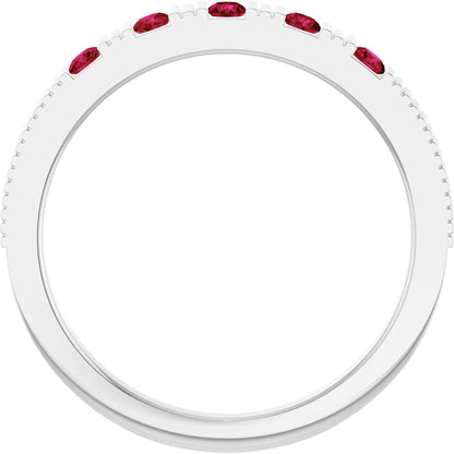 Lab-Grown Ruby Stackable Ring - White Gold
