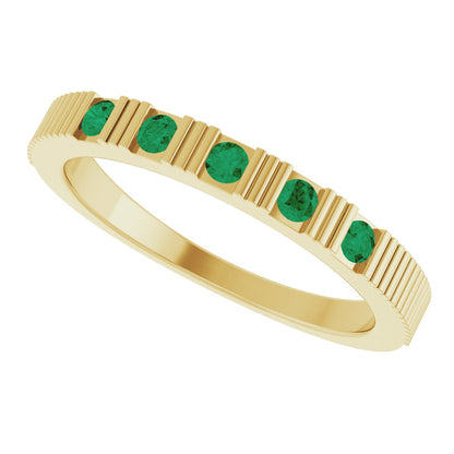 Lab-Grown Emerald Stackable Ring - Yellow Gold