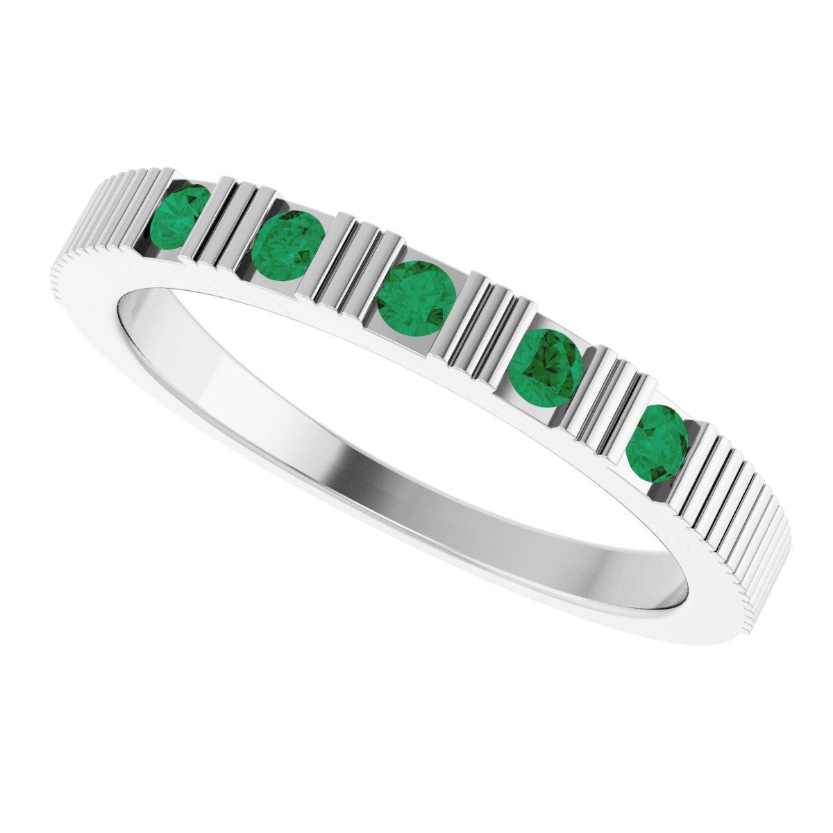 Lab-Grown Emerald Stackable Ring - White Gold