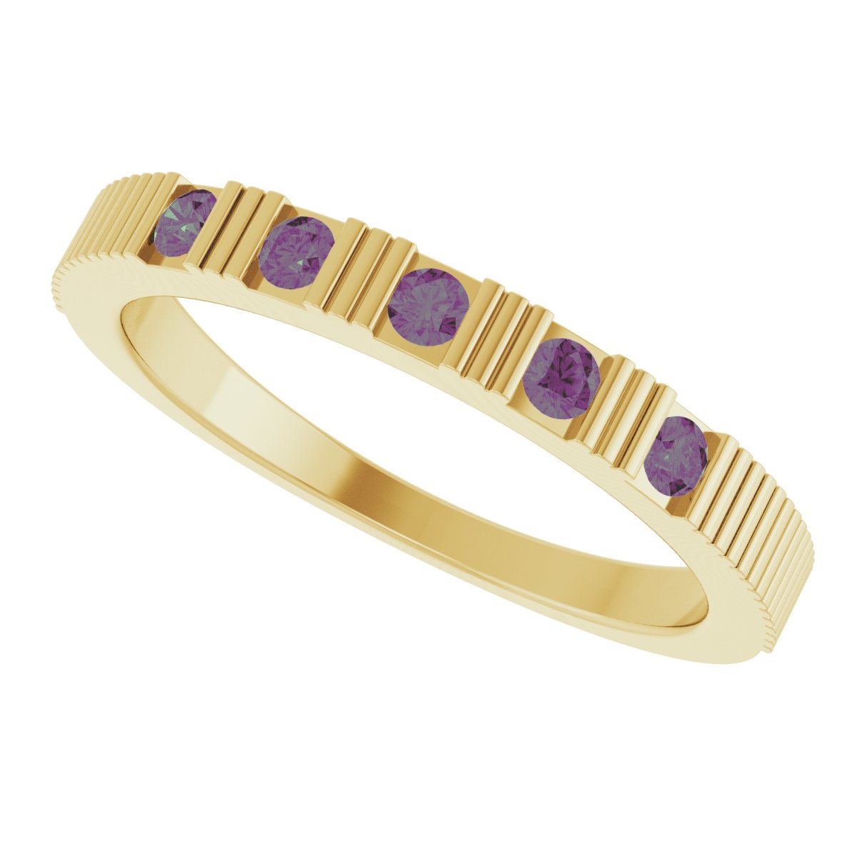 Lab-Grown Alexandrite Stackable Ring - Yellow Gold