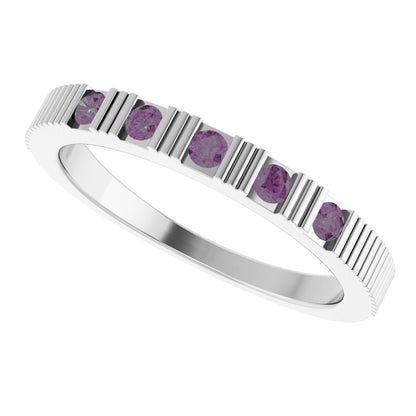 Lab-Grown Alexandrite Stackable Ring - White Gold