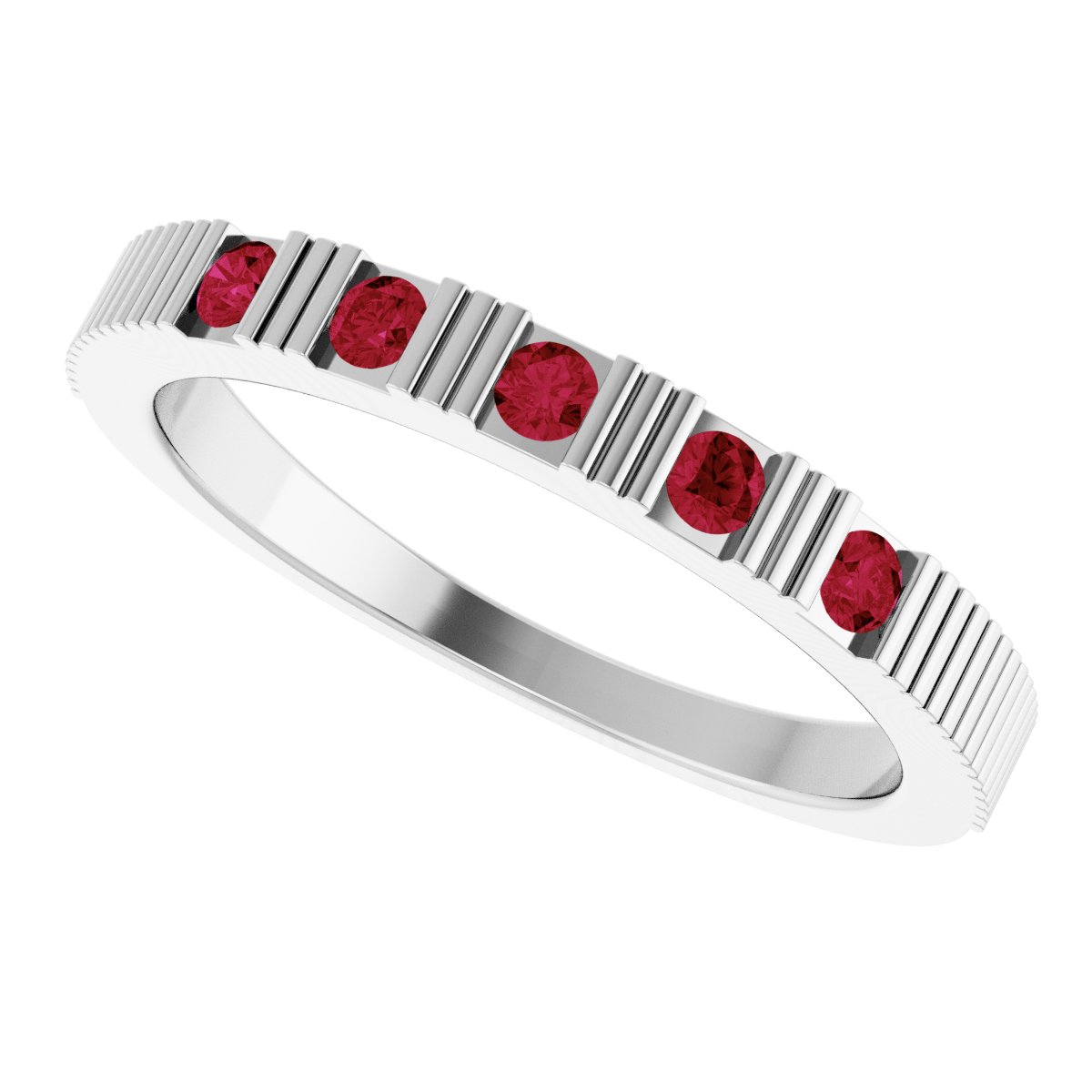 Lab-Grown Ruby Stackable Ring - White Gold