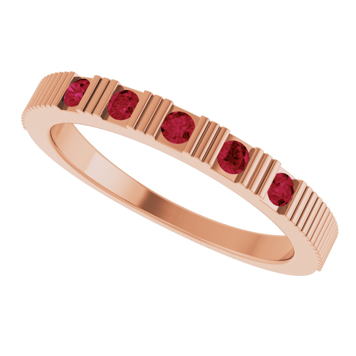 Lab-Grown Ruby Stackable Ring - Rose Gold