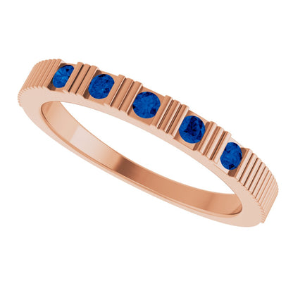 Lab-Grown Blue Sapphire Stackable Ring - Rose Gold