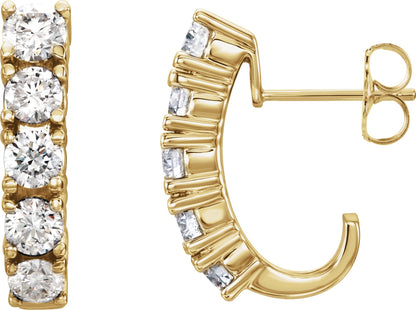 1 1/2 Ctw Lab Grown Diamond J-Hoop Earrings