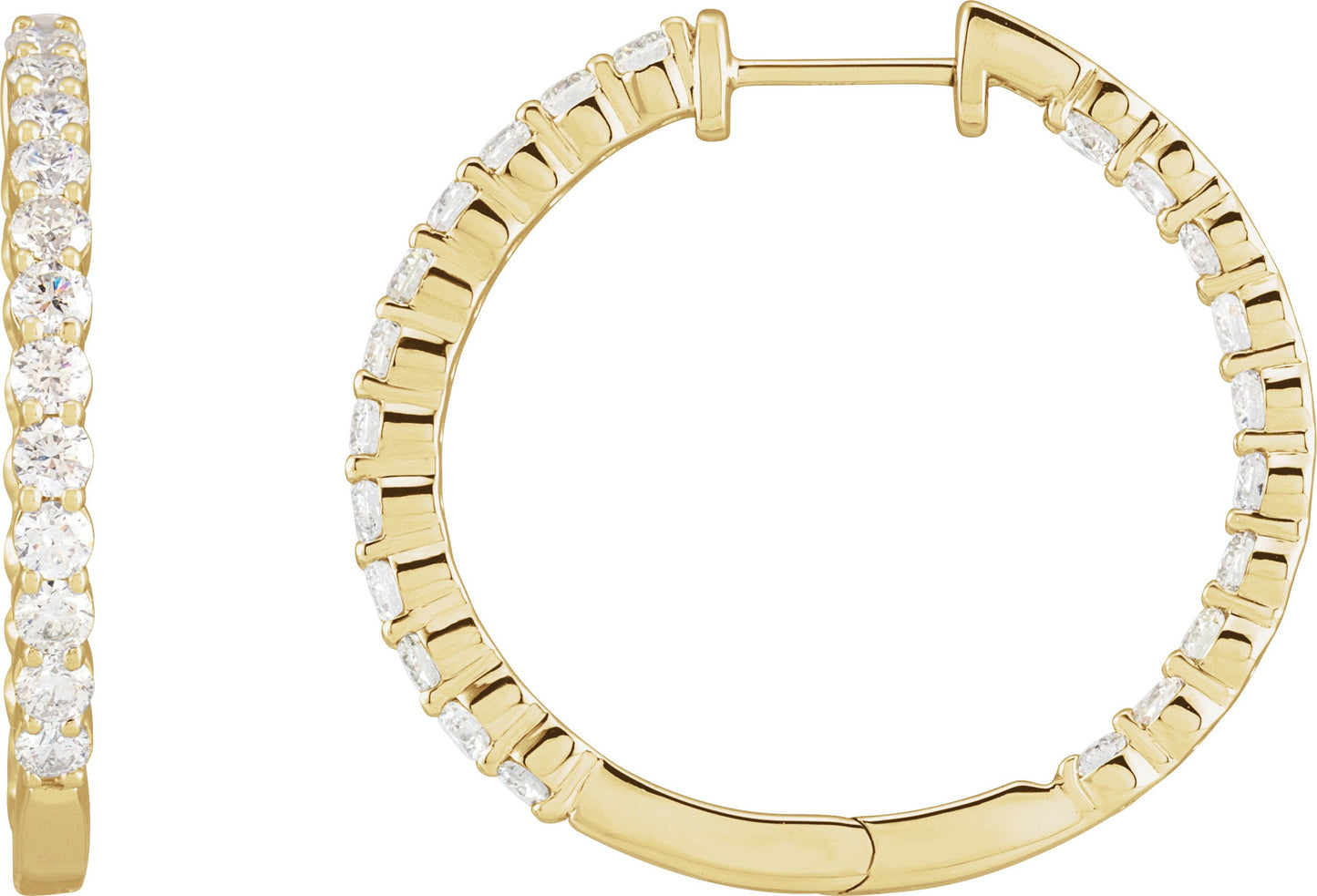3 Ctw Lab-Grown Diamond Inside-Outside Hoop Earrings - Lab Grown Diamond