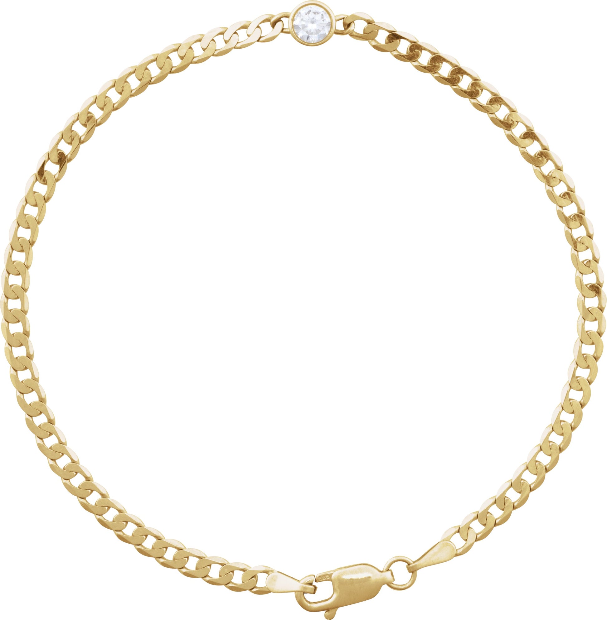 1/10 Ct Lab-Grown Diamond Curb Chain Link Bracelet - Rose Gold - Lab Grown Diamond