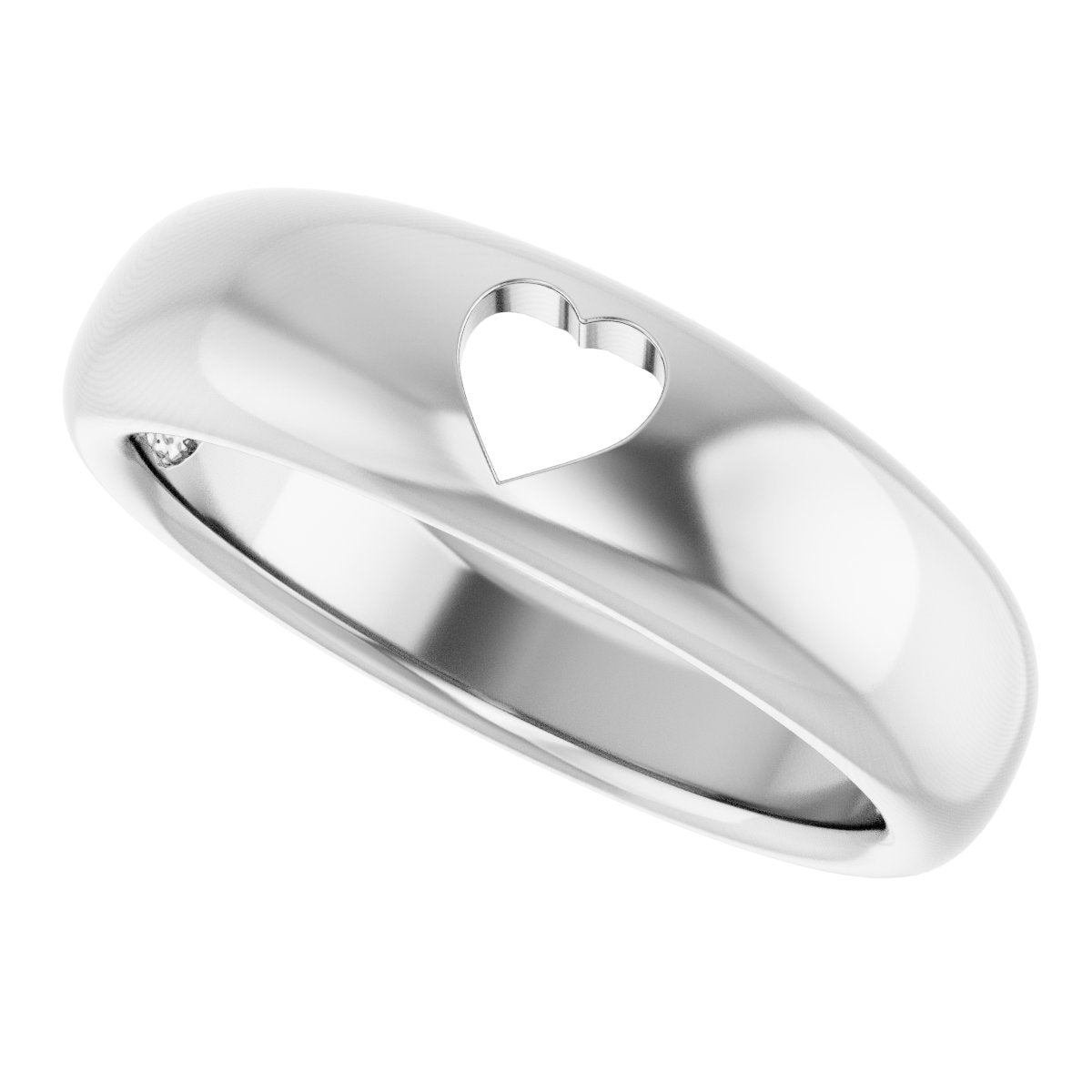 Pierced Heart Ring - White Gold