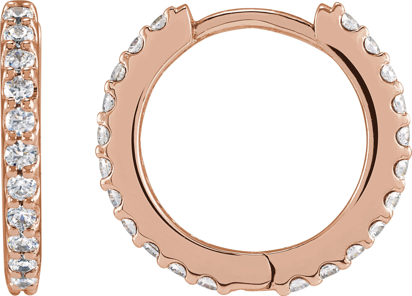 1/2 Ctw Lab-Grown Diamond Hinged Hoop Earrings - Rose Gold - Lab Grown Diamond