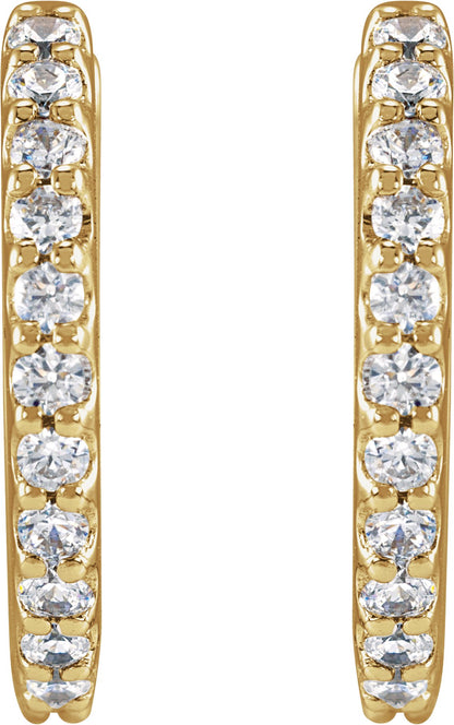 1/3 Ctw Lab-Grown Diamond Hinged Hoop Earrings - Yellow Gold - Lab Grown Diamond