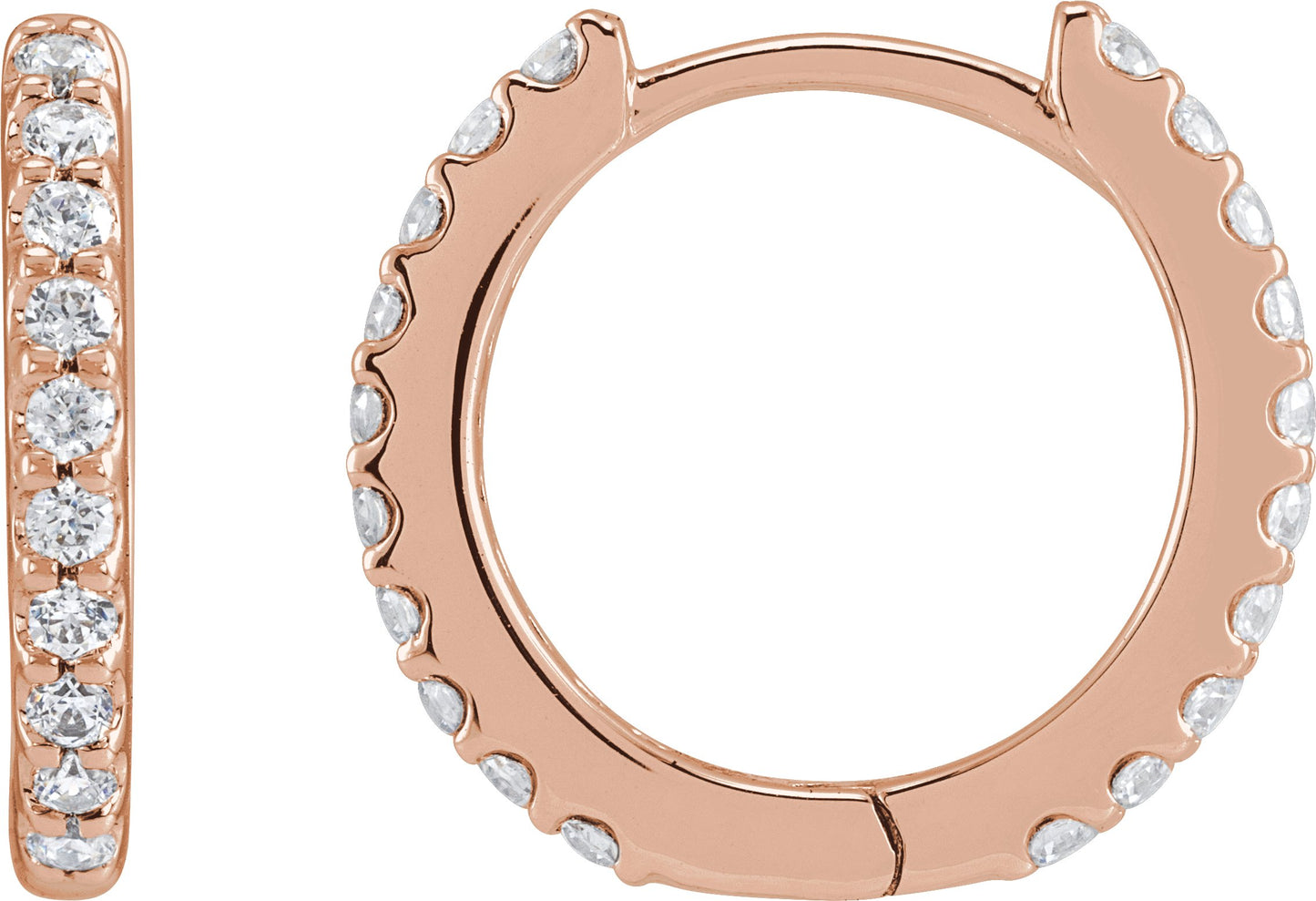 1/3 Ctw Lab-Grown Diamond Hinged Hoop Earrings - Rose Gold - Lab Grown Diamond