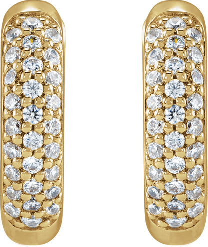 1/4 Ctw Lab-Grown Diamond Hinged Hoop Earrings - Yellow Gold - Lab Grown Diamond