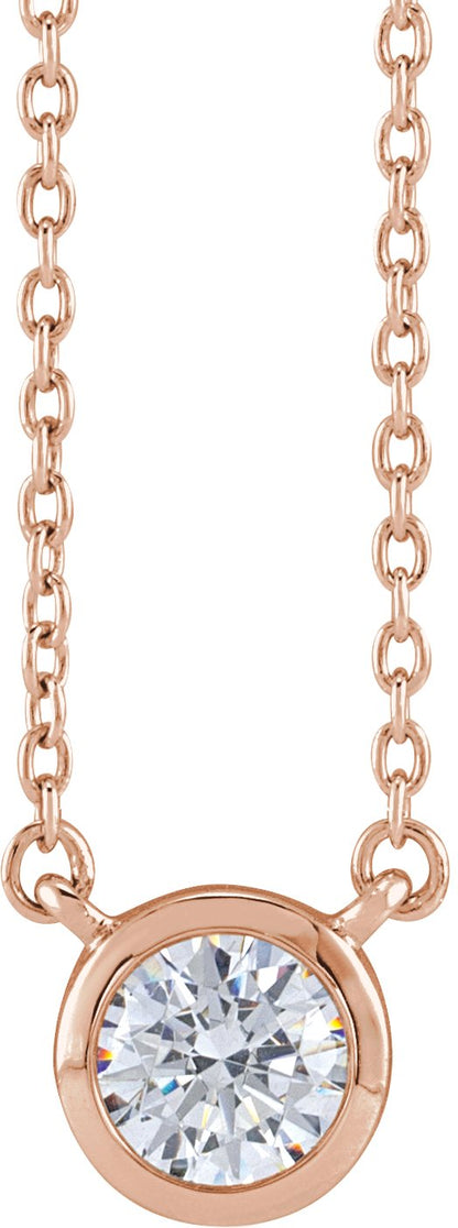 1/2 Ctw Lab-Grown Diamond Adjustable Necklace - Rose Gold - Lab Grown Diamond