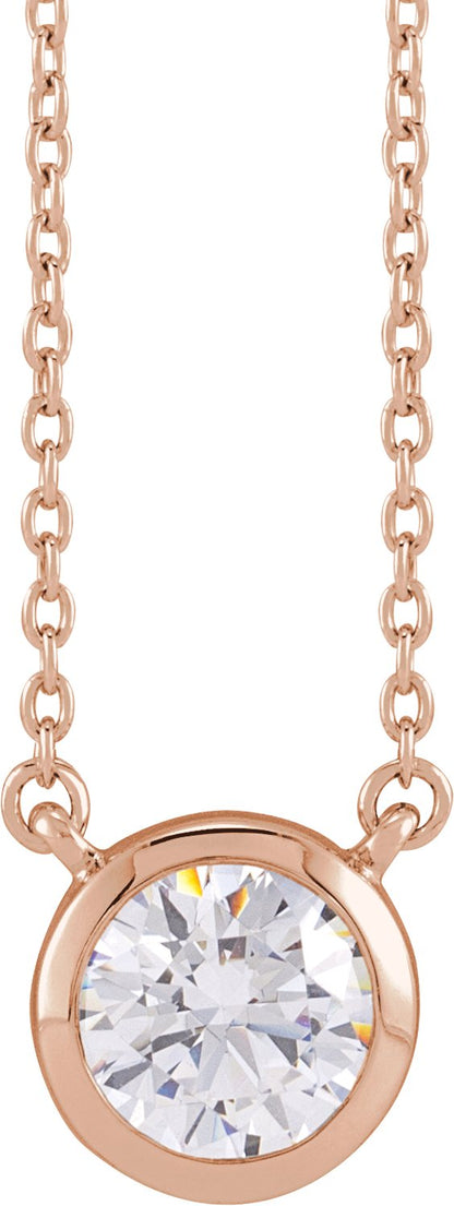 1 Ctw Lab-Gown Diamond Adjustable Necklace - Rose Gold - Lab Grown Diamond