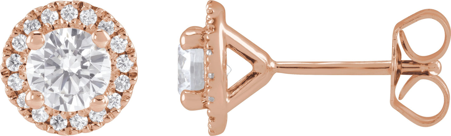 1 Ctw Lab-Grown Diamond Stud Earrings - Rose Gold - Lab Grown Diamond