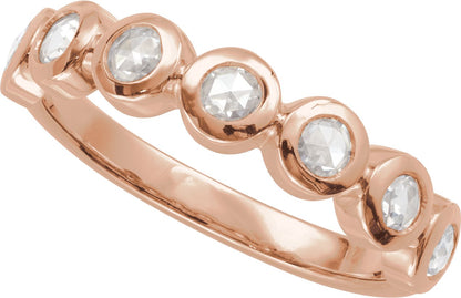 Rose-Cut Lab-Grown Moissanite Stackable Ring - Rose Gold