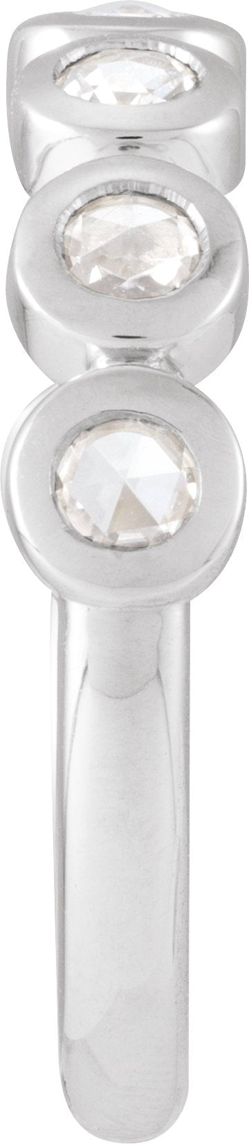 Rose-Cut Lab-Grown Moissanite Stackable Ring - White Gold