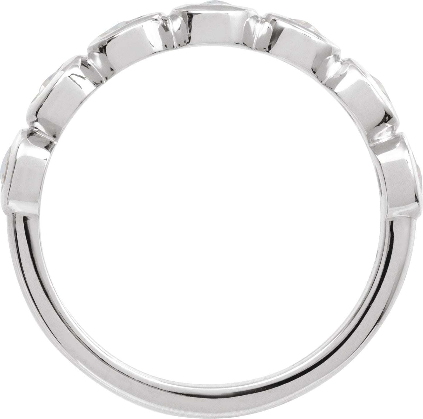 Rose-Cut Lab-Grown Moissanite Stackable Ring - White Gold